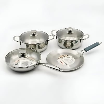 Picture of Kiam Premium Natural Tri-Ply Stainless Steel-7Pcs Cookware Set