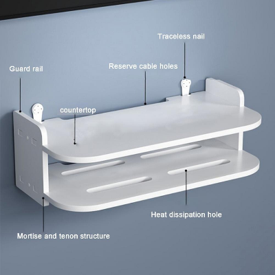 Picture of New Wifi Router Stand Double Layer Wall Mounted Home decorator PVC Tarpaulin - 2 Layer Wood Desk Set, 3 Layer Stand, Metal Router Stand