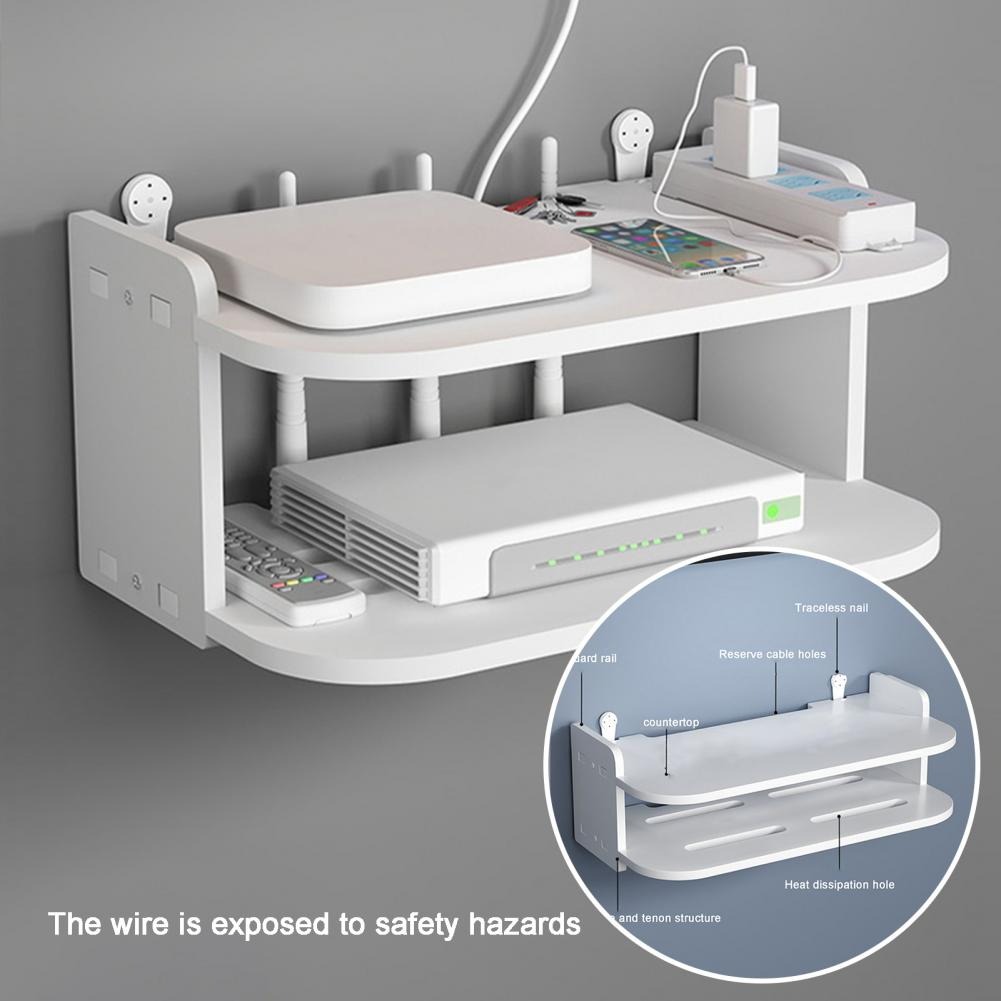 Picture of New Wifi Router Stand Double Layer Wall Mounted Home decorator PVC Tarpaulin - 2 Layer Wood Desk Set, 3 Layer Stand, Metal Router Stand