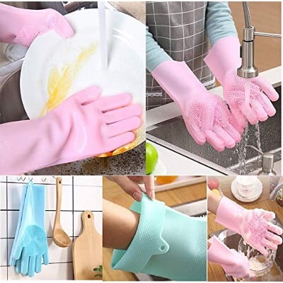 Picture of High Quality Silicone Dish Washing Kitchen Hand Gloves - Hand Gloves - Hand Gloves - Hand Gloves - Multicolor