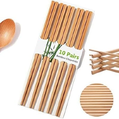 Picture of High Quality Wooden Chopsticks Set 10 Pair Plain - Brown