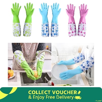 Picture of High Quality Silicone Dish Washing Kitchen Hand Gloves (Multicolor) - Multicolor