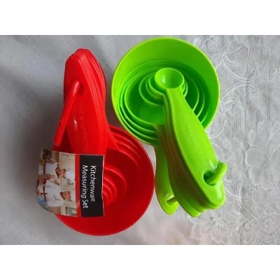 Picture of Measurement Cup Set, Measuring Cup Set Plastic , Colorful 8 Piece Kitchen Cooking Plastic Measuring Spoons & Cups Set - Multicolor