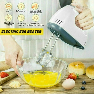 Picture of Good Quality Electric Egg Beater Portable Baking Kitchen Tools Hand-Held - Hand Bitter - White