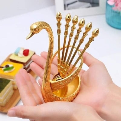 Picture of Swan Spoon Set with Swan Stand - Multicolor