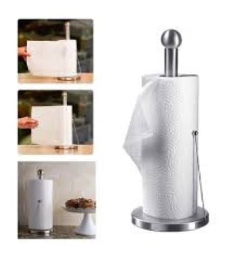 Picture of Stainless Steel Kitchen Roll Paper Towel Holder Stand Rack Storage Tissue - Silver