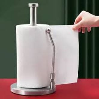 Picture of Stainless Steel Kitchen Roll Paper Towel Holder Stand Rack Storage Tissue - Silver