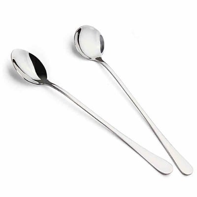 Picture of (2 pcs) Long handle Spoon, Achar's Spoon, Salt Spoon - 24cm (2 pcs) - Silver