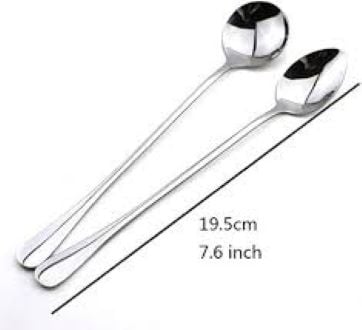 Picture of (2 pcs) Long handle Spoon, Achar's Spoon, Salt Spoon - 24cm (2 pcs) - Silver