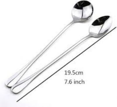 Picture of (2 pcs) Long handle Spoon, Achar's Spoon, Salt Spoon - 24cm (2 pcs) - Silver