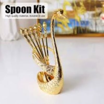 Picture of Swan Spoon Set with Swan Stand -Chopsticks - Multicolor