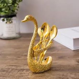 Picture of Swan Spoon Set with Swan Stand -Chopsticks - Multicolor