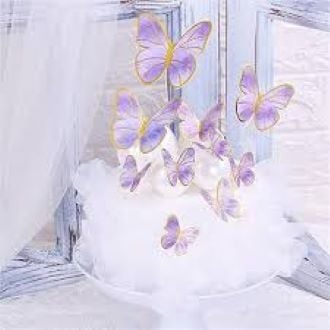 Picture of 10 PCS Butterfly Cake Topper Bronzing Birthday and Wedding Cake Decoration - Multicolor