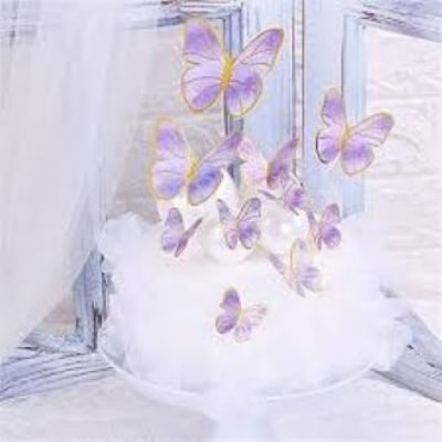 Picture of 10 PCS Butterfly Cake Topper Bronzing Birthday and Wedding Cake Decoration - Multicolor