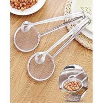 Picture of Frying Spoon/Frying Tong/Filter Spoon Strainer With Clip -Stainless Steel - Silver