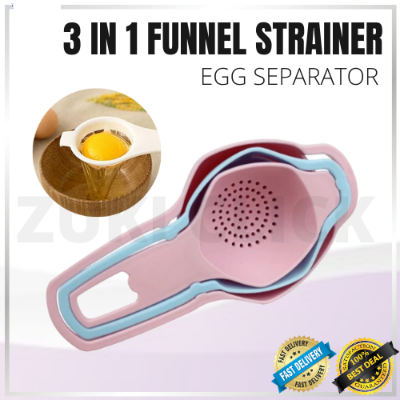 Picture of Set 3 Function Set Tea Drain Spoon / Funnel / Egg Yolk Filter Spoon Egg Separator Kitchen Utilities - Multicolor