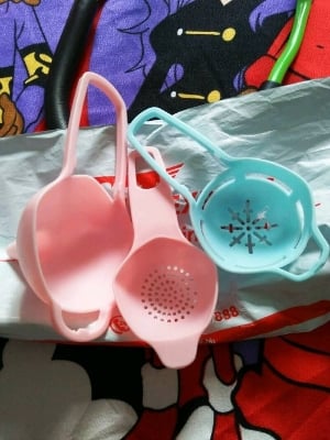 Picture of Set 3 Function Set Tea Drain Spoon / Funnel / Egg Yolk Filter Spoon Egg Separator Kitchen Utilities - Multicolor