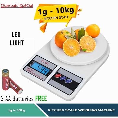 Picture of Good Quality 10 Kgs Weight Measure Spices Vegetable Liquids [Digital Kitchen Scale] - White