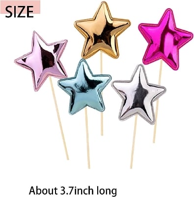 Picture of 20 Pieces Star Cake Cupcake Topper for Birthday/Wedding Party Decor - Multicolor