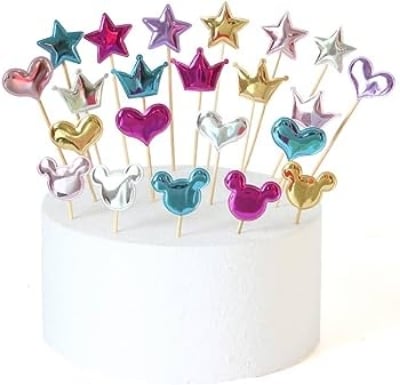 Picture of 20 Pieces Star Cake Cupcake Topper for Birthday/Wedding Party Decor - Multicolor