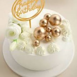 Picture of 5 Golden Ball Cake Topper Happy Birthday Party Baby Shower Cake Decoration Cake Flag Wedding Christmas Ball Decoration Supplies - Silver