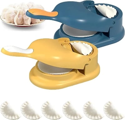 Picture of 2 in 1 Plastic Manual Dumpling Momo Maker Molds Dough Dumpling Press Tool  Mold Cooking Wrapper Dumpling Maker Kitchen Tools