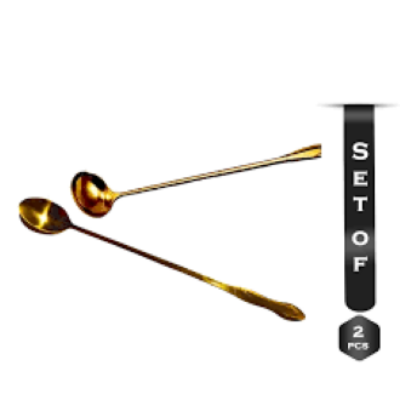 Picture of Steel Long handle Pickle/Achar Spoon Round (26cm) / 1 pc Golden - Gold