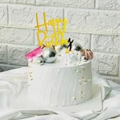 Picture of 5 silver Ball Cake Topper Happy Birthday Party Baby Shower Cake Decoration Cake Flag Wedding Christmas Ball Decoration Supplies - Silver