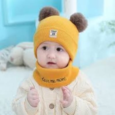 Picture of Hat for Kids 2Pcs Toddler Baby Girl s Boy Winter Warm Knitted Beanie Cap+Scarf Keep Set - Multicolor