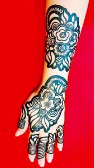 Picture of Henna sticker simple design for hand stencils 1pair (Randomly) - Black