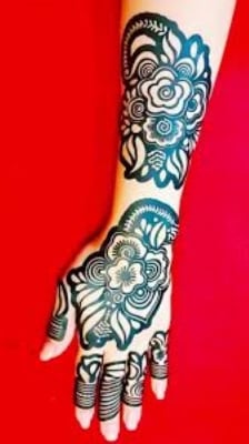 Picture of Henna sticker simple design for hand stencils 1pair (Randomly) - Black