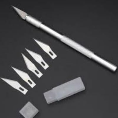 Picture of 5 PCS Craft Knife Hobby Knife Exacto Knife with Spare Exacto Knife Blades Kit for DIY Art Cutting Carving Scrapbooking Stencil - Silver