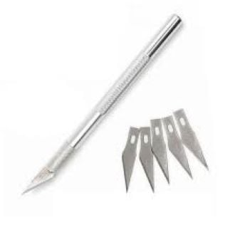 Picture of 5 PCS Craft Knife Hobby Knife Exacto Knife with Spare Exacto Knife Blades Kit for DIY Art Cutting Carving Scrapbooking Stencil - Silver