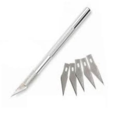 Picture of 5 PCS Craft Knife Hobby Knife Exacto Knife with Spare Exacto Knife Blades Kit for DIY Art Cutting Carving Scrapbooking Stencil - Silver