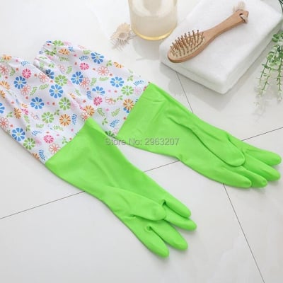 Picture of High Quality Multicolor Silicone Kitchen Hand Gloves for Dish Washing - 1 Pair - Multicolor