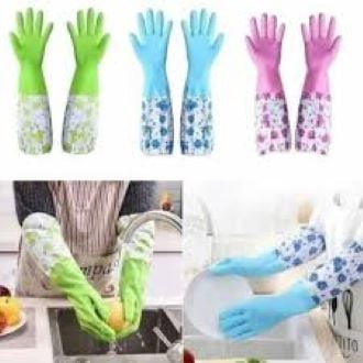 Picture of High Quality Multicolor Silicone Kitchen Hand Gloves for Dish Washing - 1 Pair - Multicolor