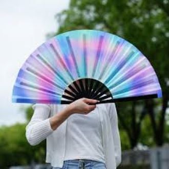 Picture of Folding Chinese Hand Fan Or Hat Pakha - Made By Plastic Print Styles Hat Pakha, Multicolour China Travel Folding Pocket Hand Fan - Multicolor