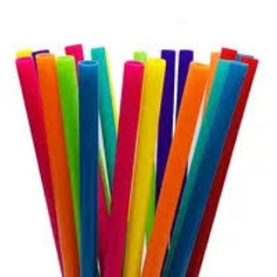 Picture of Reusable thick Jambo Straws / Plastics Jambo Straws Striped Multi Colored Drinking Straws - 50 Piece (Big Size) - Multicolor