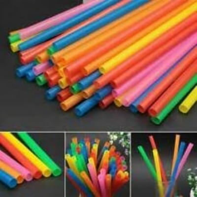 Picture of Reusable thick Jambo Straws / Plastics Jambo Straws Striped Multi Colored Drinking Straws - 50 Piece (Big Size) - Multicolor