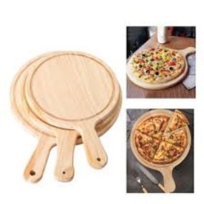 Picture of 8 inch Wooden Pizza Plate Fruit Plate Snacks Plate Serving Plate - Beige