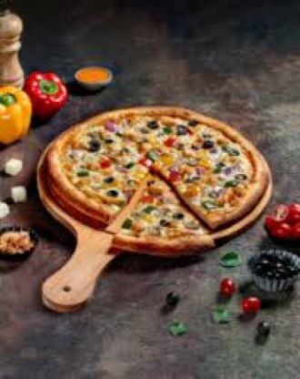 Picture of 8 inch Wooden Pizza Plate Fruit Plate Snacks Plate Serving Plate - Beige