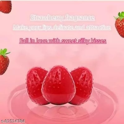 Picture of Strawberry Shape Lip Balm For Softer Lips Pink
