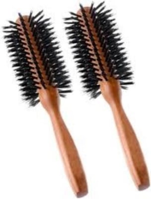 Picture of Curly Wood Handle Round Hair Comb-1pc