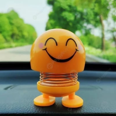 Picture of Emoji Car Interior Simulation Shaking Head Toy Swinging Sinister Smile Emoji Expression Decor Ornament - Multicolor