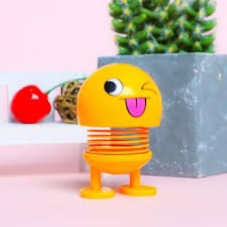 Picture of Emoji Car Interior Simulation Shaking Head Toy Swinging Sinister Smile Emoji Expression Decor Ornament - Multicolor