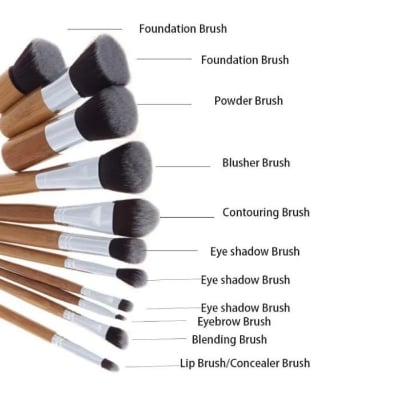 Picture of Bamboo Makeup Brush Set 11Pcs - Makeup  Set - Multicolor