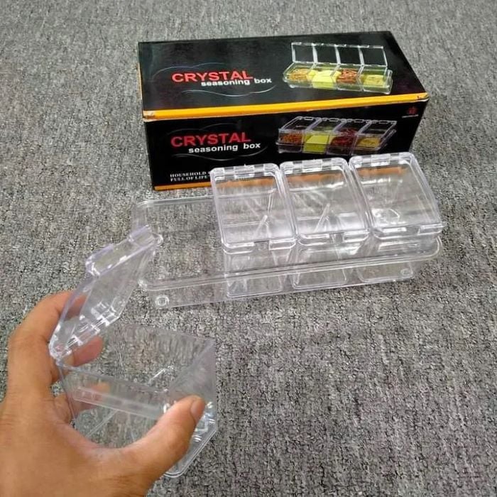 Picture of Spice rack crystal seasoning box-4 pc set - White