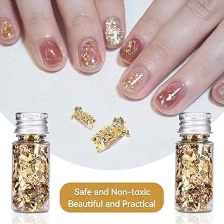 Picture of 24K Gold and Silver Leaf Flakes for Food Decoration, Cooking, & Spa - Gold /Silver 1mg per box - Gold/silver