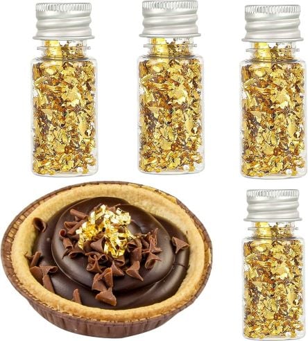 Picture of 24K Gold and Silver Leaf Flakes for Food Decoration, Cooking, & Spa - Gold /Silver 1mg per box - Gold/silver