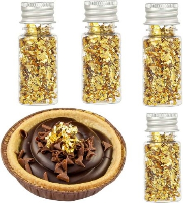 Picture of 24K Gold and Silver Leaf Flakes for Food Decoration, Cooking, & Spa - Gold /Silver 1mg per box - Gold/silver